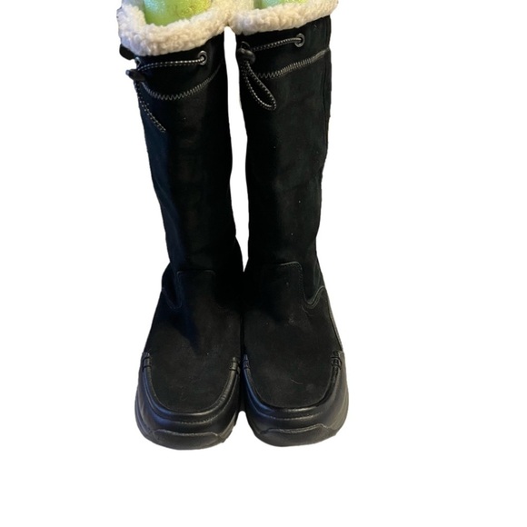 Lands End boots Suede Leather WOOL LINED LEATHER SNOW Black SIZE 9 - Picture 3 of 6